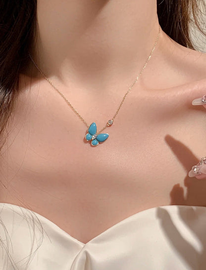 [Mystic]BUTTERFLY TURQUOISE DIAMOND NECKLACE