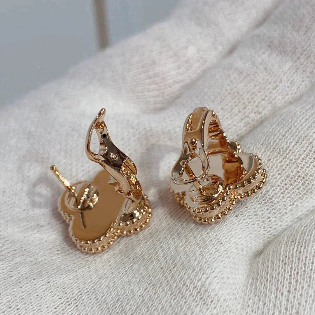 [Mystic]CLOVER MEDIUM 1 MOTIFS CARNELIAN  DIAMOND earrings