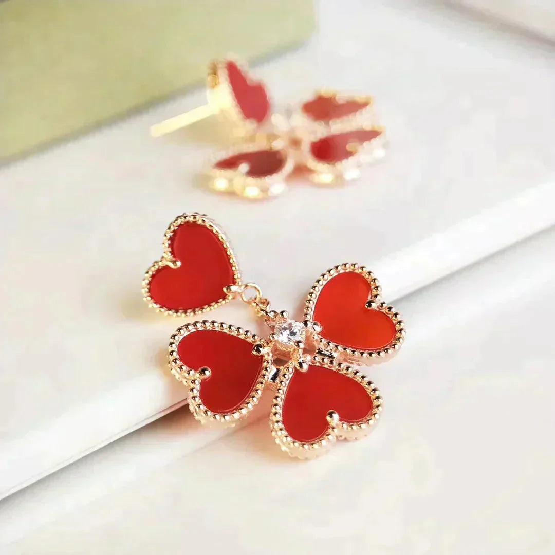 [Mystic]SWEET CLOVER CARNELIAN EARRINGS