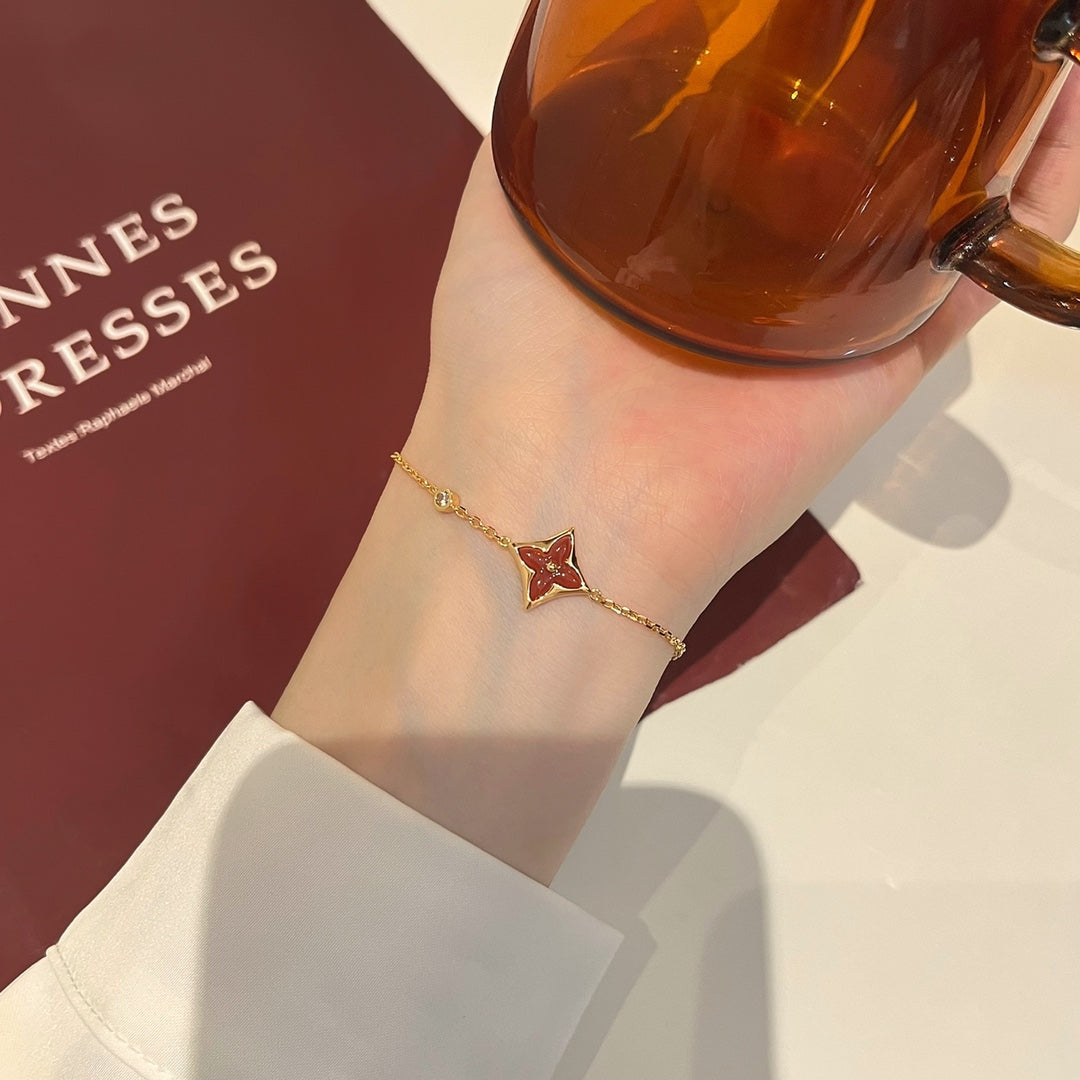 [Mystic]COLOR STAR CARNELIAN PINK GOLD DIAMOND BRACELET