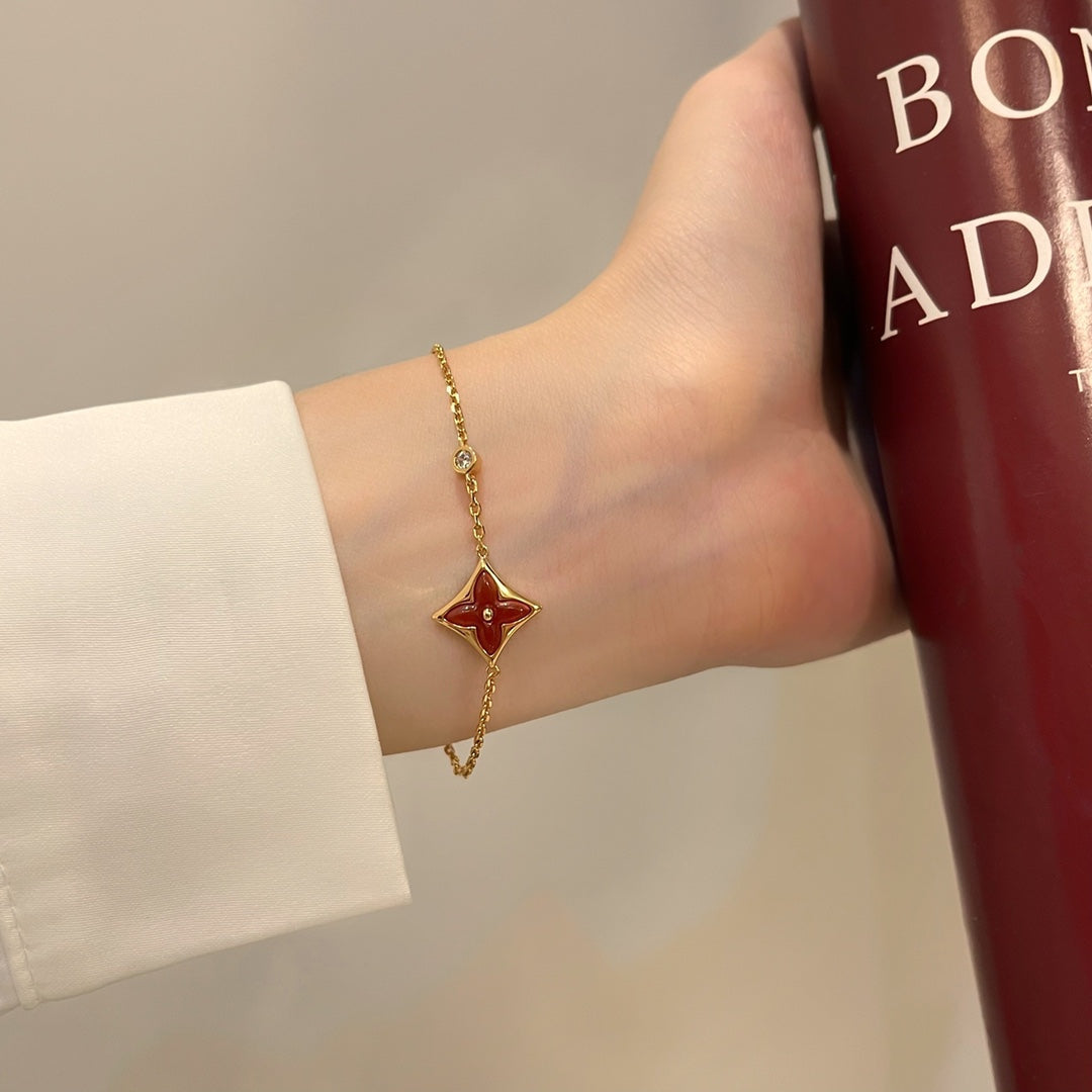 [Mystic]COLOR STAR CARNELIAN PINK GOLD DIAMOND BRACELET