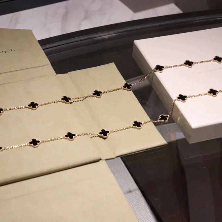[Mystic]CLOVER 20 MOTIFS ONYX NECKLACE