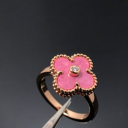 [Mystic]CLOVER RHODONITE ROSE GOLD RING