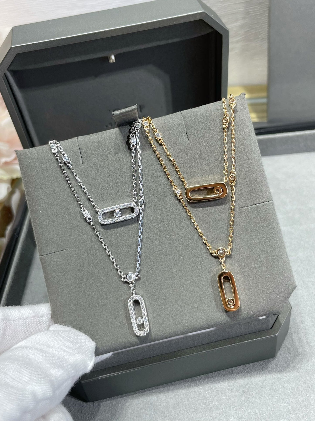 [Mysitc ] MOVE 2 ROW DIAMOND NECKLACE