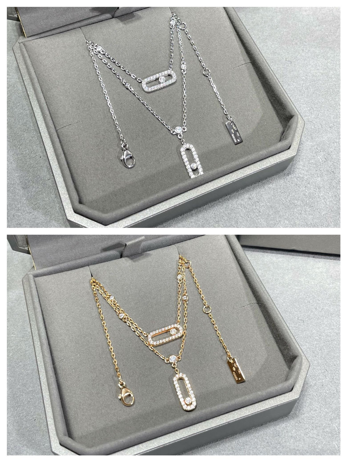 [Mysitc ] MOVE 2 ROW DIAMOND NECKLACE