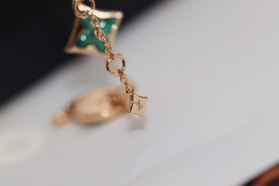 [Mystic]STAR AND SUN 4 MOTIF PINK GOLD MALACHITE BRACELET