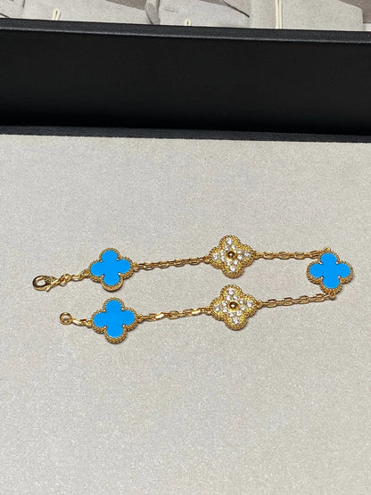 [Mystic] CLOVER 5 MOTIF BLUE AGATE BRACELET COLLECTION