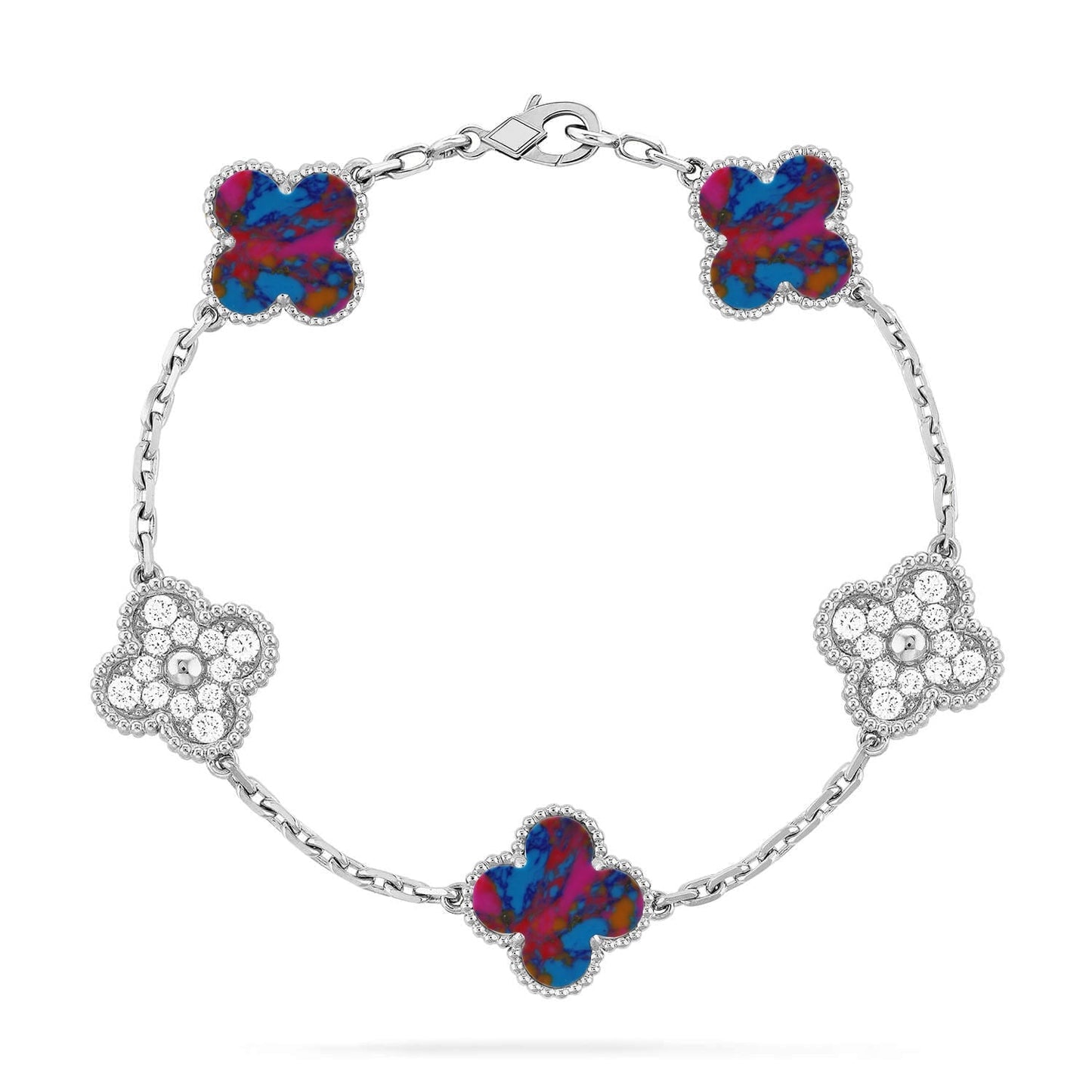 [Mystic]CLOVER 5 MOTIF COLOR GEMSTONES BRACELET COLLECTION