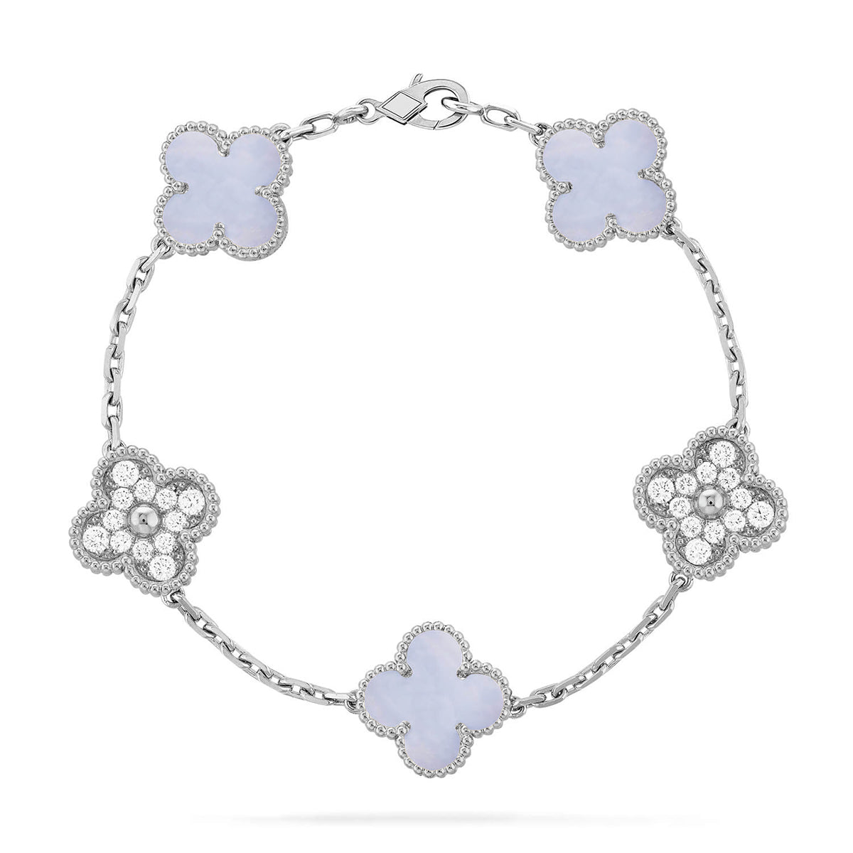 [Mystic] CLOVER 5 MOTIF PURPLE CHALCEDONY BRACELET COLLECTION