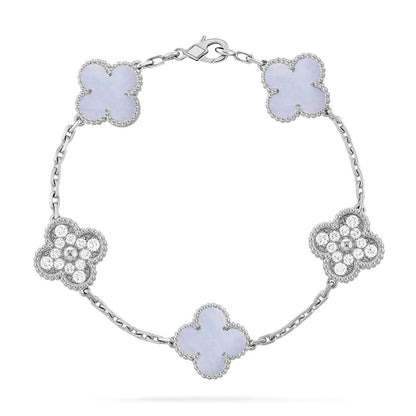 [Mystic] CLOVER 5 MOTIF PURPLE CHALCEDONY BRACELET COLLECTION