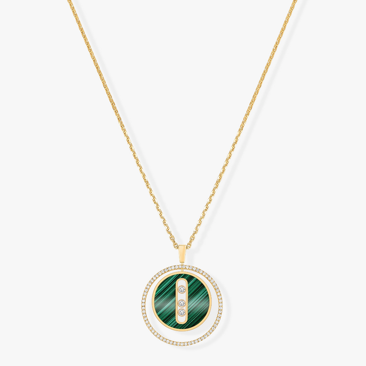 [Mysitc ]  MOVE 3 DIAMOND MALACHITE GOLD DIAMOND NECKLACE