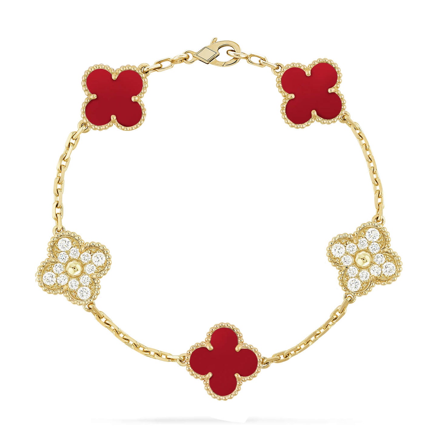 [Mystic] CLOVER 5 MOTIF RED CORNELIAN BRACELET COLLECTION