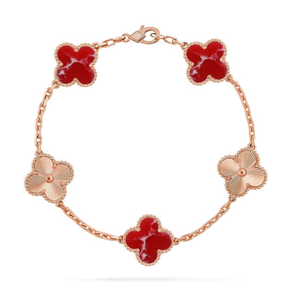 [Mystic]CLOVER 5 MOTIF RED PATTERN BRACELET COLLECTION