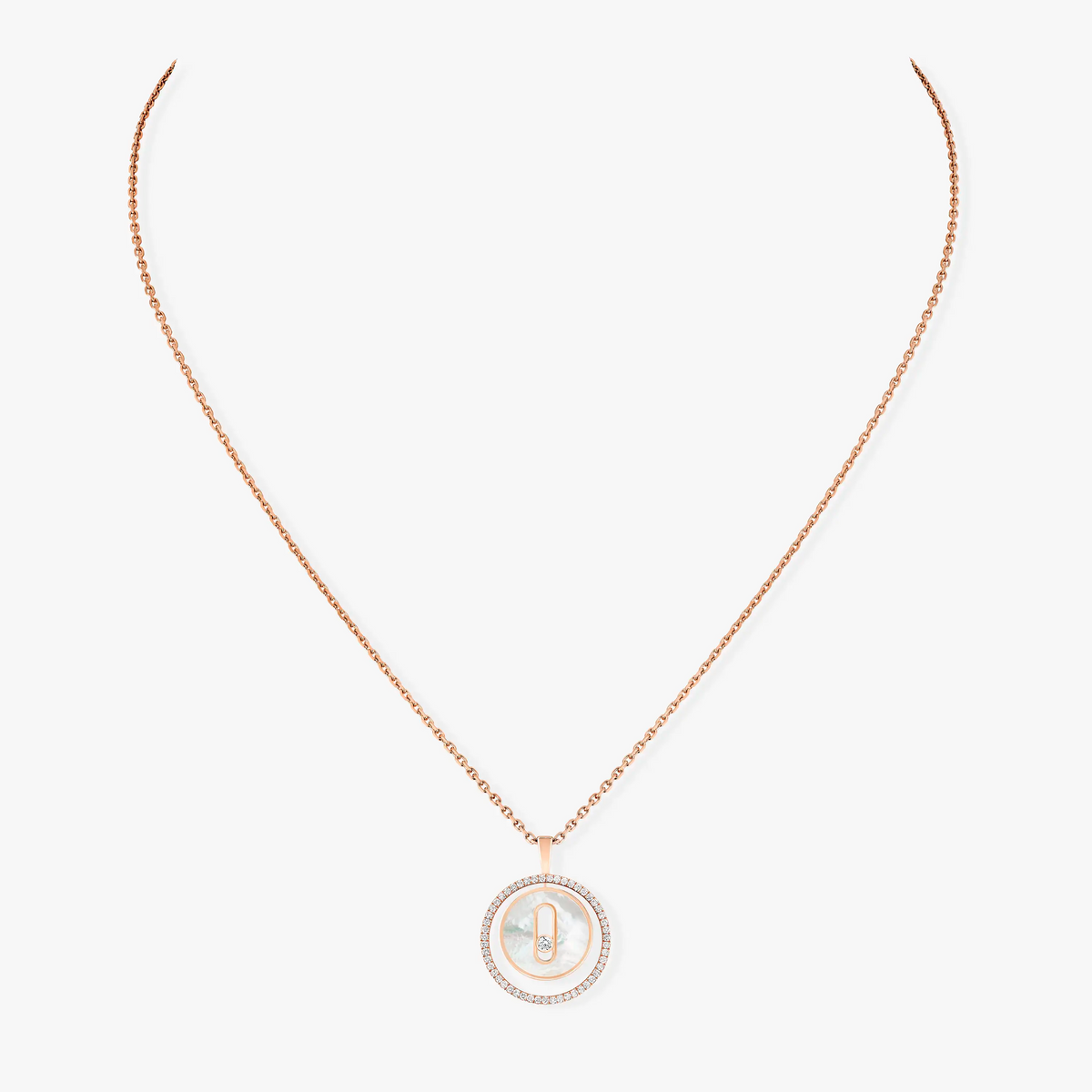 [Mysitc ]  MOVE 1 DIAMOND WHITE MOTHER OF PEARL PINK GOLD DIAMOND NECKLACE
