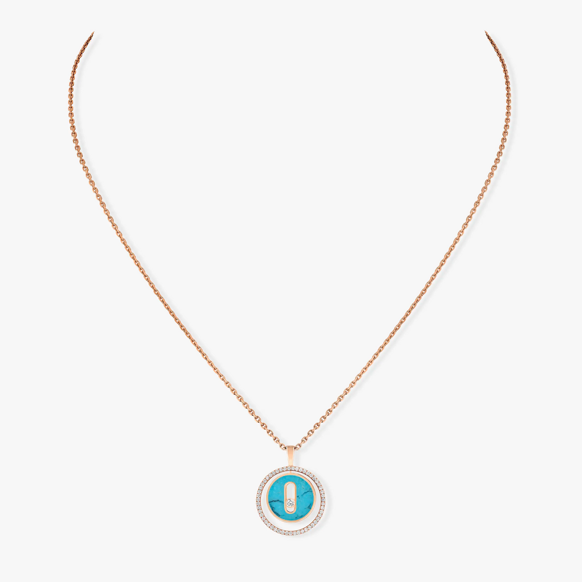 [Mysitc ]  MOVE 1 DIAMOND TURQUOISE PINK GOLD DIAMOND NECKLACE