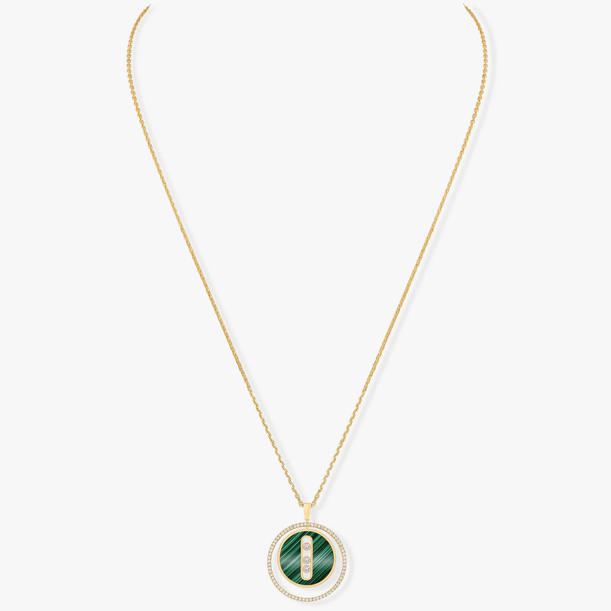 [Mysitc ]  MOVE 3 DIAMOND MALACHITE GOLD DIAMOND NECKLACE