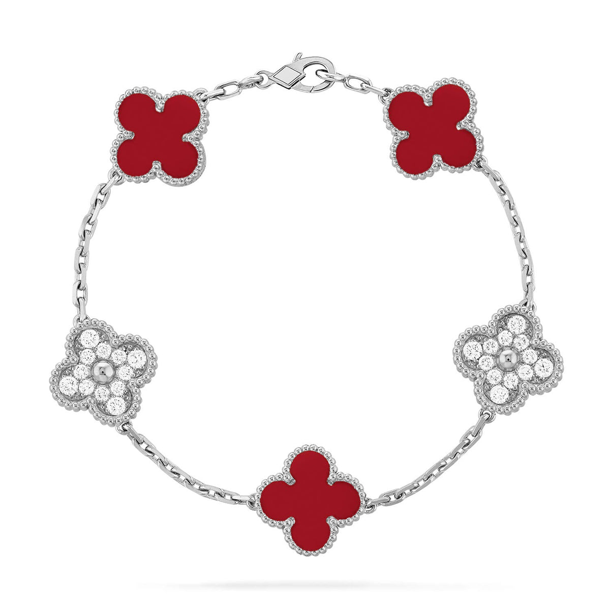 [Mystic] CLOVER 5 MOTIF RED CORNELIAN BRACELET COLLECTION