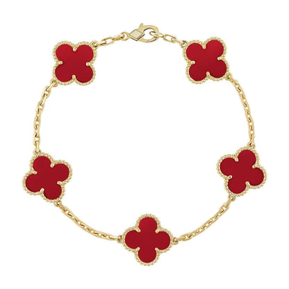 [Mystic] CLOVER 5 MOTIF RED CORNELIAN BRACELET COLLECTION