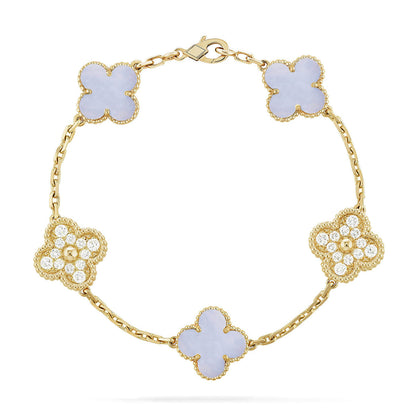 [Mystic] CLOVER 5 MOTIF PURPLE CHALCEDONY BRACELET COLLECTION