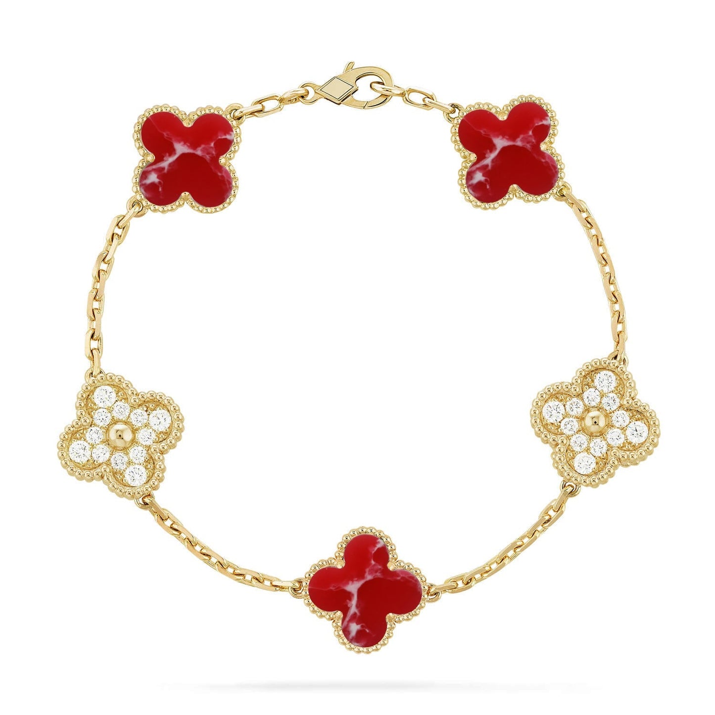 [Mystic]CLOVER 5 MOTIF RED PATTERN BRACELET COLLECTION