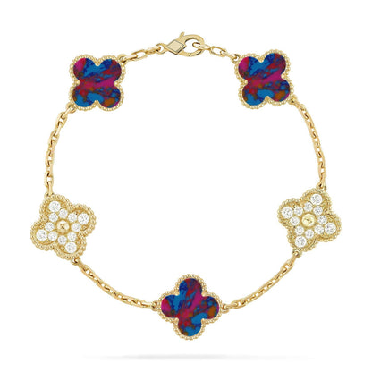 [Mystic]CLOVER 5 MOTIF COLOR GEMSTONES BRACELET COLLECTION
