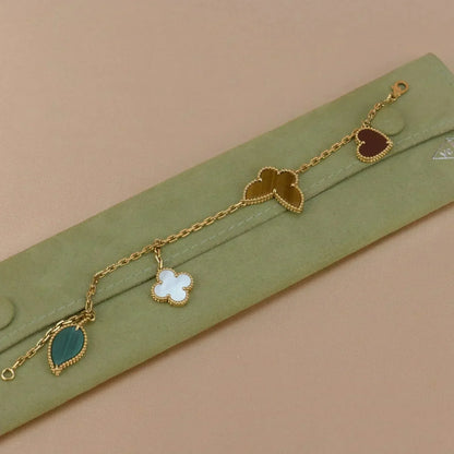 [Mystic]LUCKY SPRING 5 MOTIF GOLD BRACELET