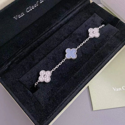[Mystic] CLOVER 5 MOTIF PURPLE CHALCEDONY BRACELET COLLECTION