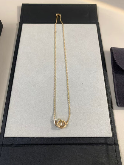 [Mystic]LOVE NECKLACE DOUBLE RING Double-Circle Diamond Belt  GOLD