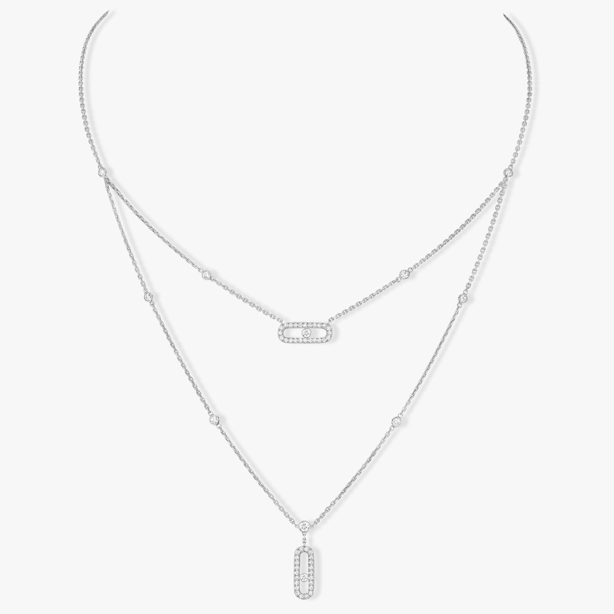 [Mysitc ] MOVE 2 ROW DIAMOND NECKLACE