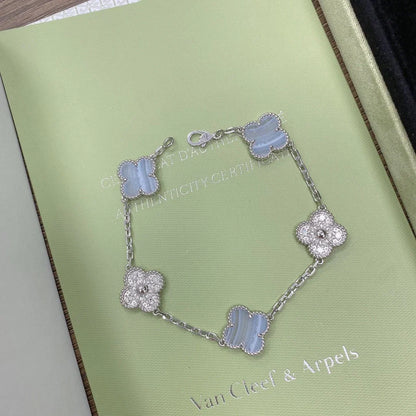 [Mystic] CLOVER 5 MOTIF PURPLE CHALCEDONY BRACELET COLLECTION