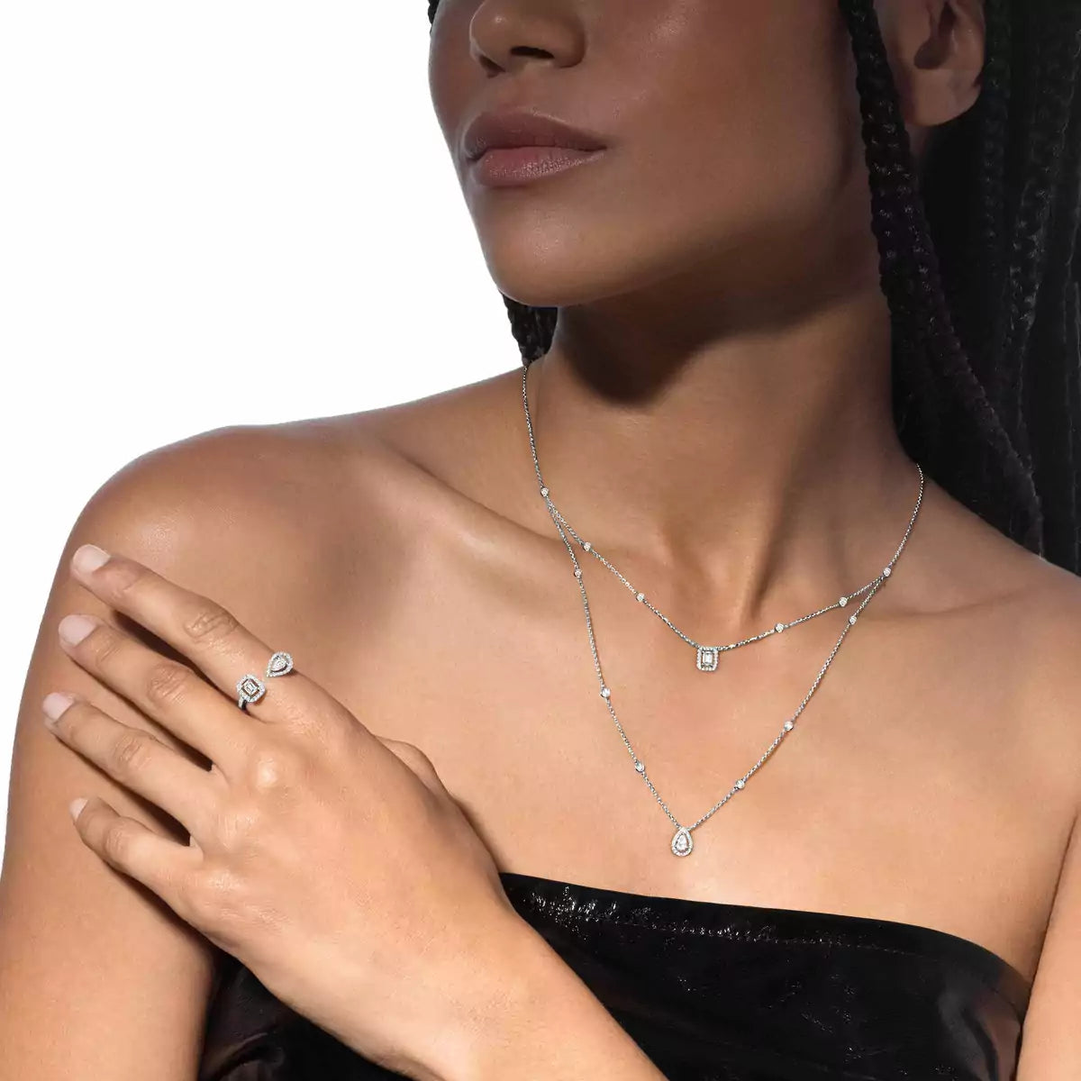 [Mysitc ] Diamond Necklace My Twin 2 Rows