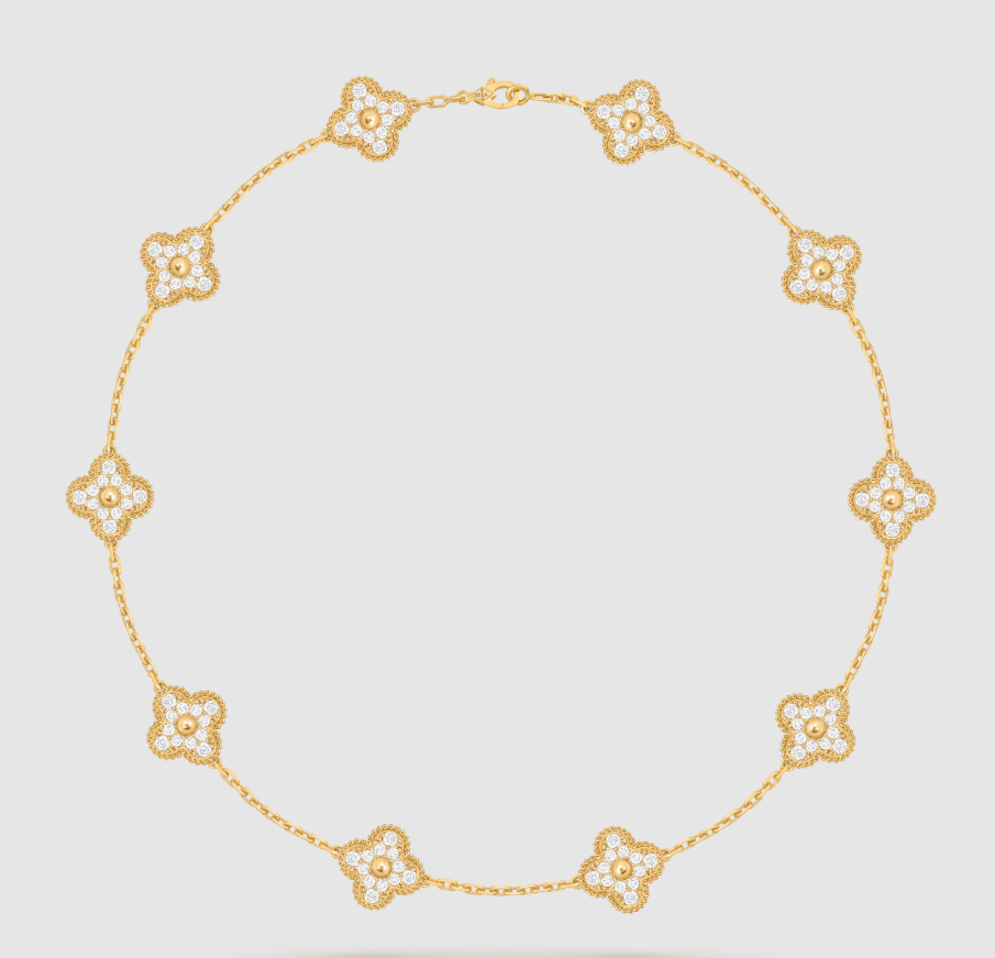 [Mystic]CLOVER 10 MOTIFS FULL DIAMOND NECKLACE