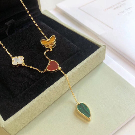 [Mystic]LUCKY SPRING 4 MOTIFS ROSE GOLD NECKLACE